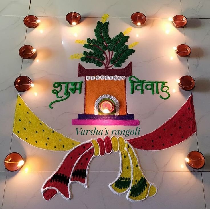 simple tulsi vivah rangoli 2
