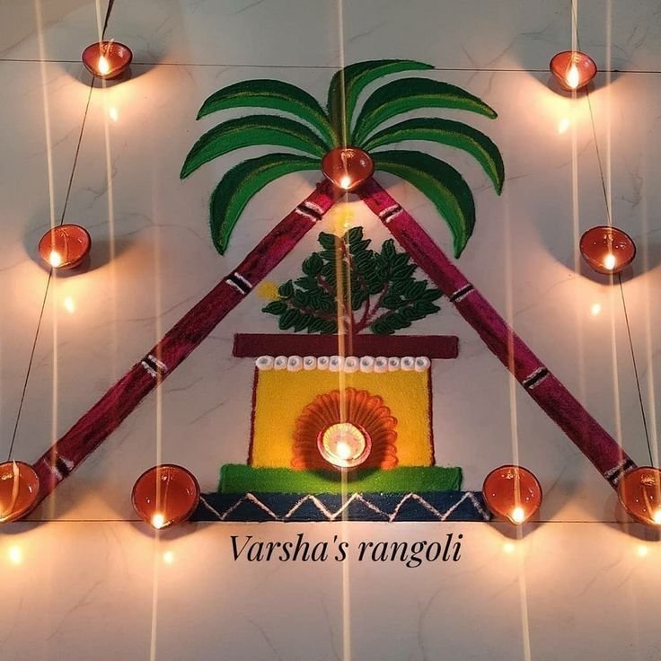 simple tulsi vivah rangoli
